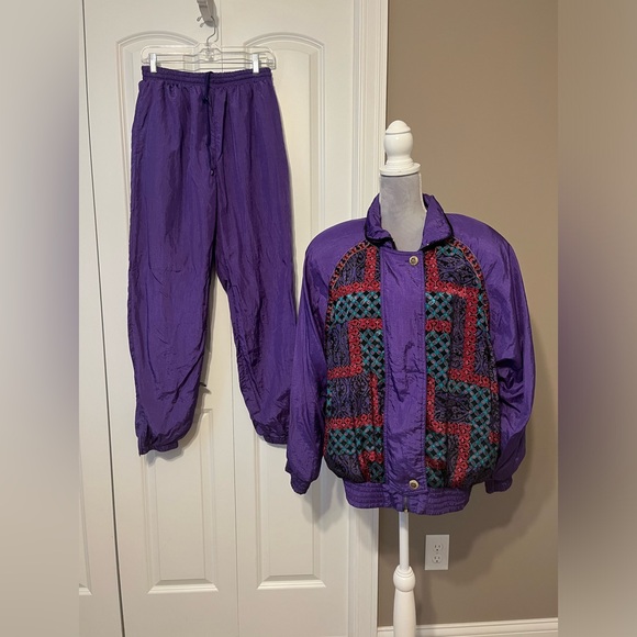 lavon Pants - Lavon Tracksuit Women’s LG Purple Retro Streetwear 90s Vintage Windbreaker Chute